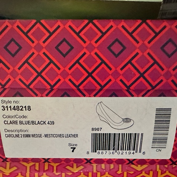 Pre own condition Tory Burch Caroline wedge Claire blue size 7 - Picture 7 of 7